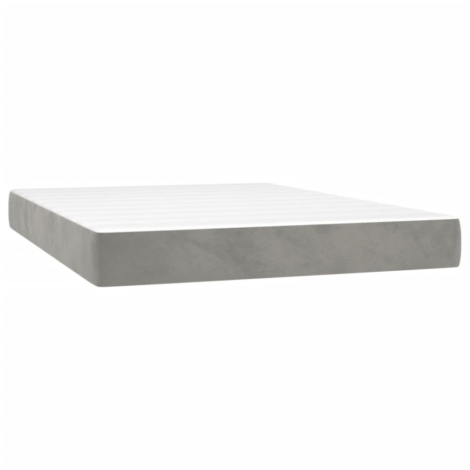 Saltea de pat cu arcuri, gri deschis, 140x190x20 cm, catifea - 1 | YEO