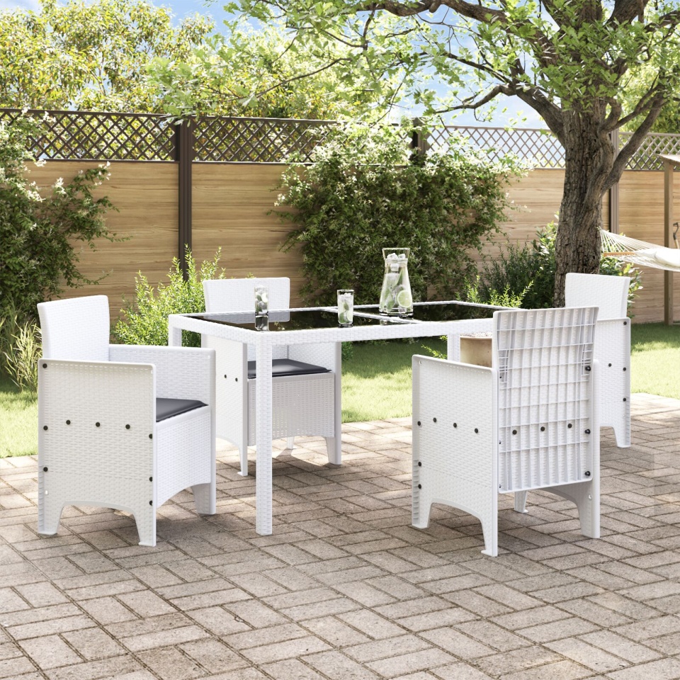Scaun de grădină Set de 4 Alb, Antracit Plastic, Poliester - 2 | YEO