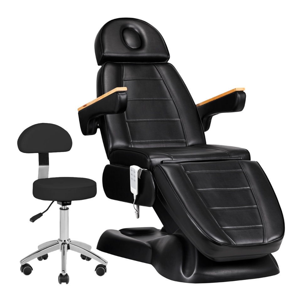 Scaun electric cosmetic SILLON Lux 273b + taburet 304 negru