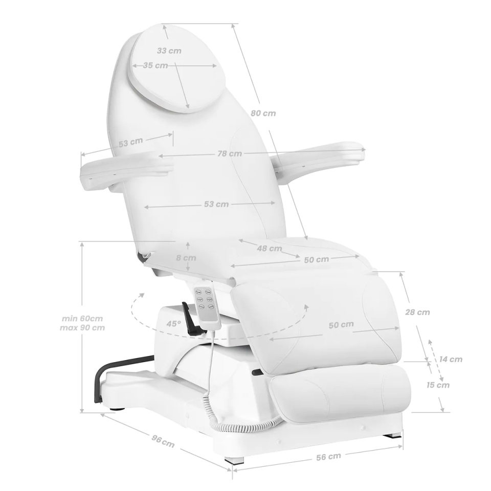 Scaun electric de frumusete Sillon Basic 3 motoare. alb pivotant