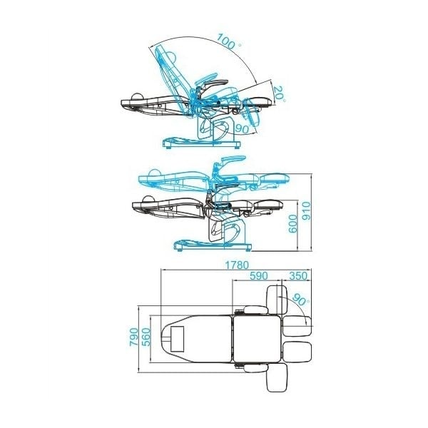 Scaun electro podologie azzurro 709a 3 alb puternic