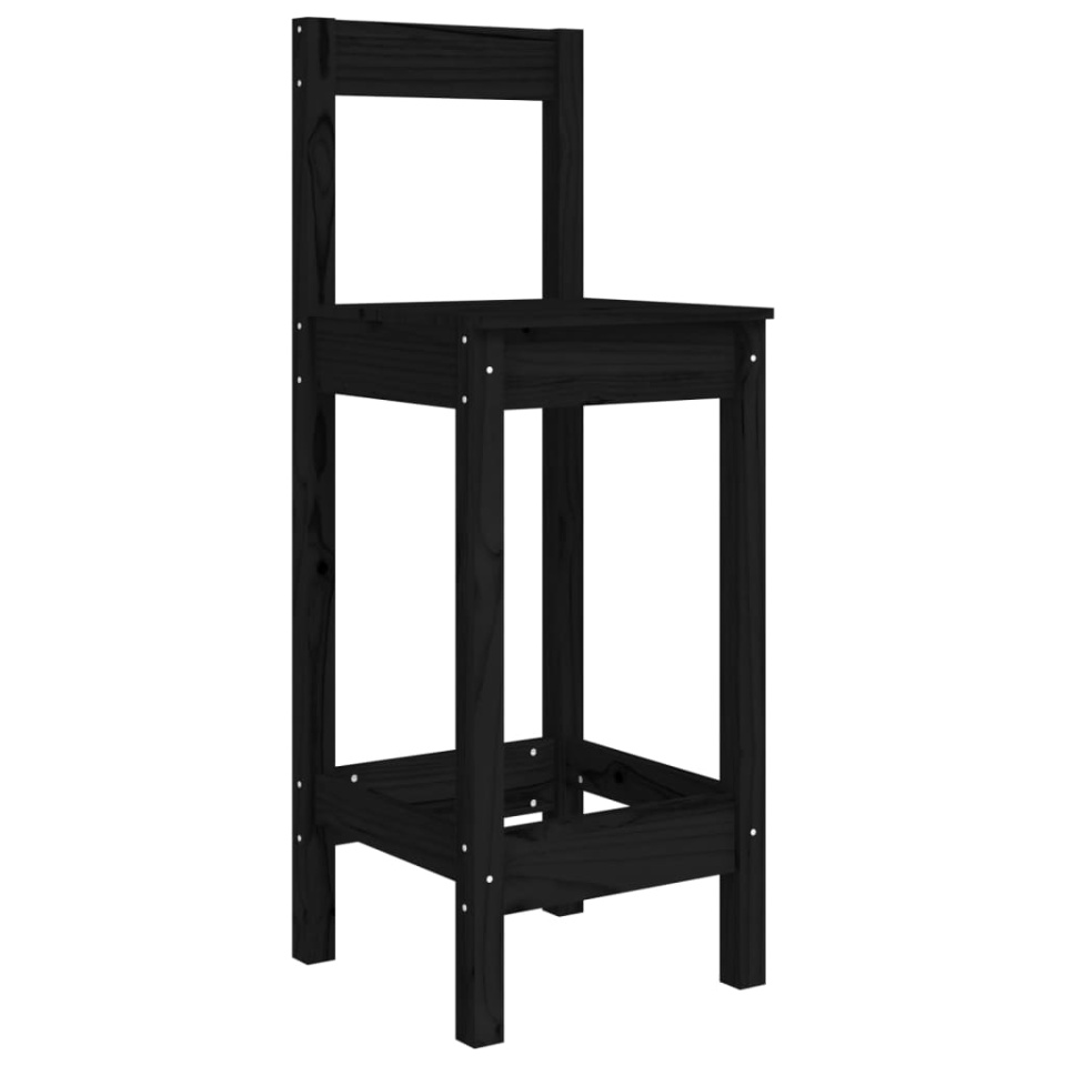 Scaune de bar, 2 buc., negru, 40x41,5x112 cm, lemn masiv pin - 2 | YEO