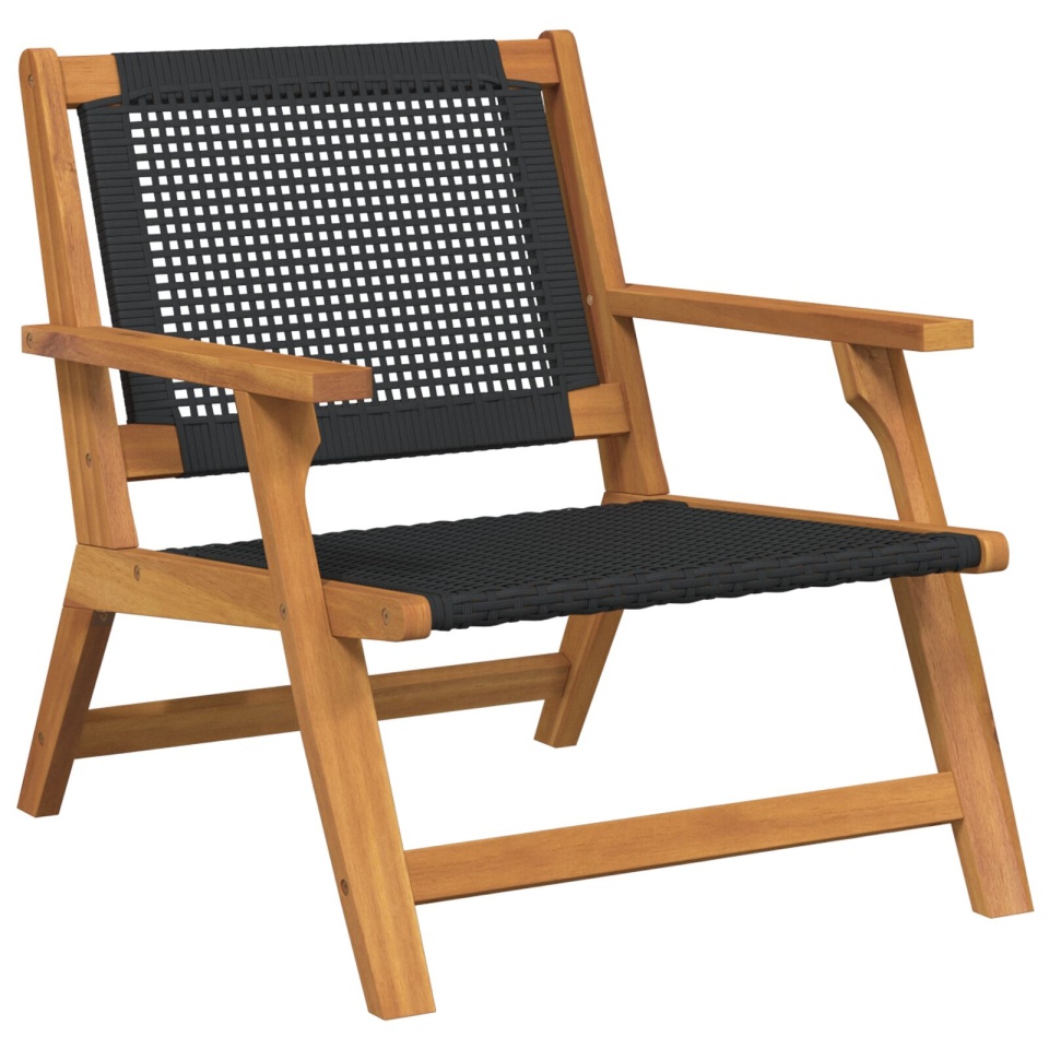 Scaune de grădină 2 buc Negru 76x67x73,5 cm Lemn masiv de acacia - 3 | YEO