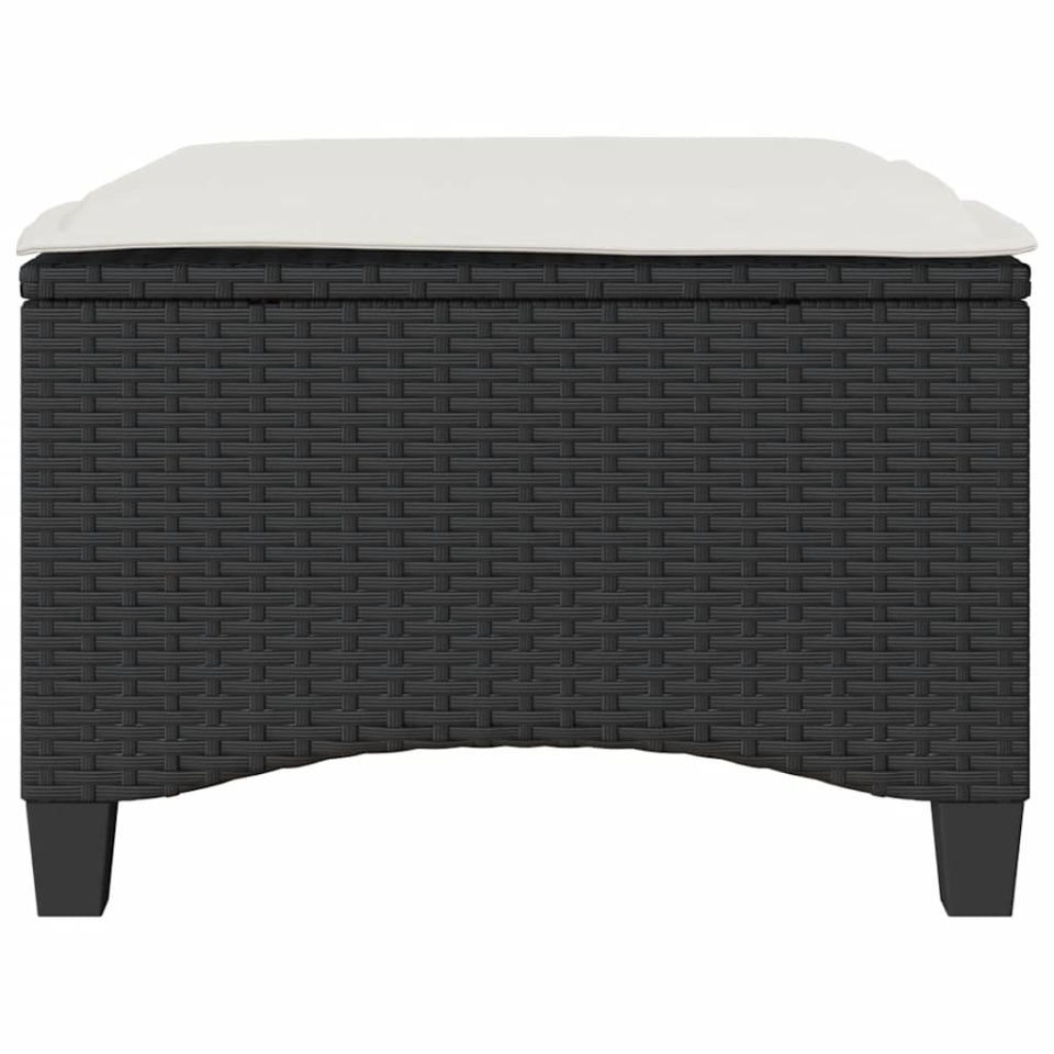 Scaune de grădină cu perne 2 buc Negru 55x55x36 cm Poly Ratan - 3 | YEO