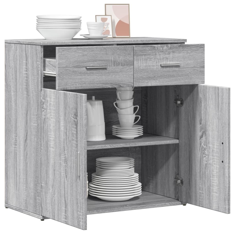 Servantă, gri sonoma, 79x38x80 cm, lemn compozit - 3 | YEO