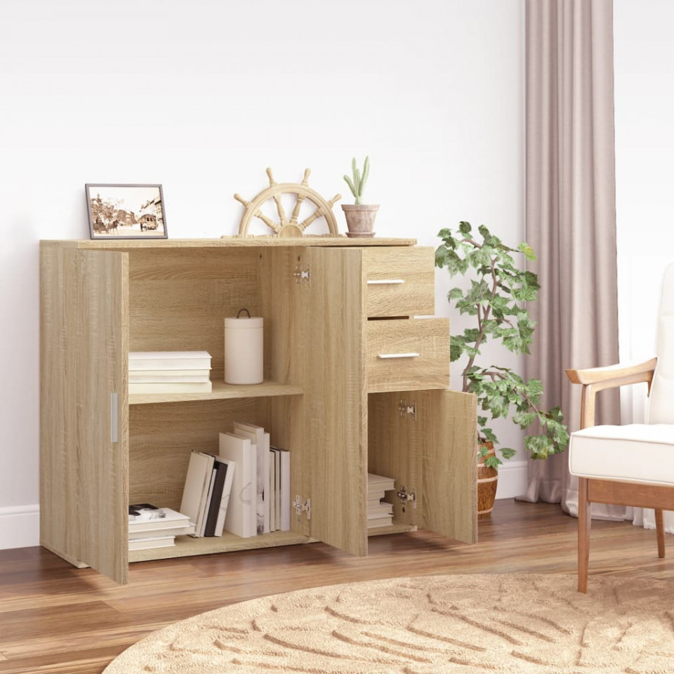 Servantă, stejar sonoma, 91x29,5x75 cm, lemn prelucrat - 2 | YEO