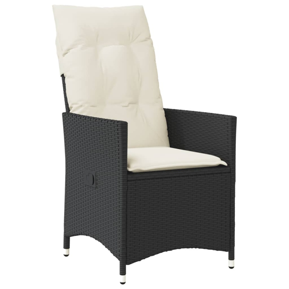 Set bistro cu perne, 3 piese, negru, poliratan - 3 | YEO