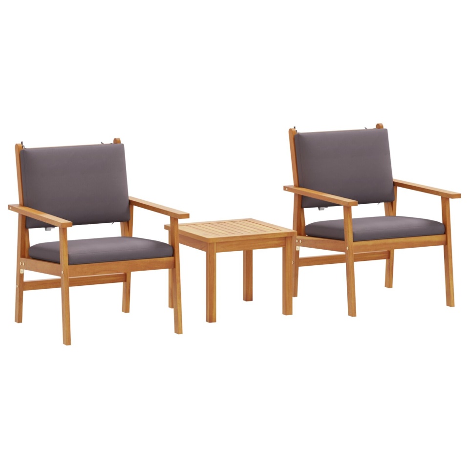 Set bistro de grădină 3 piese cu perne din lemn solid de acacia - 1 | YEO