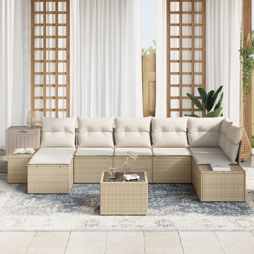 Set canapea de grădină Set de 8 Bej și crem - 2 | YEO