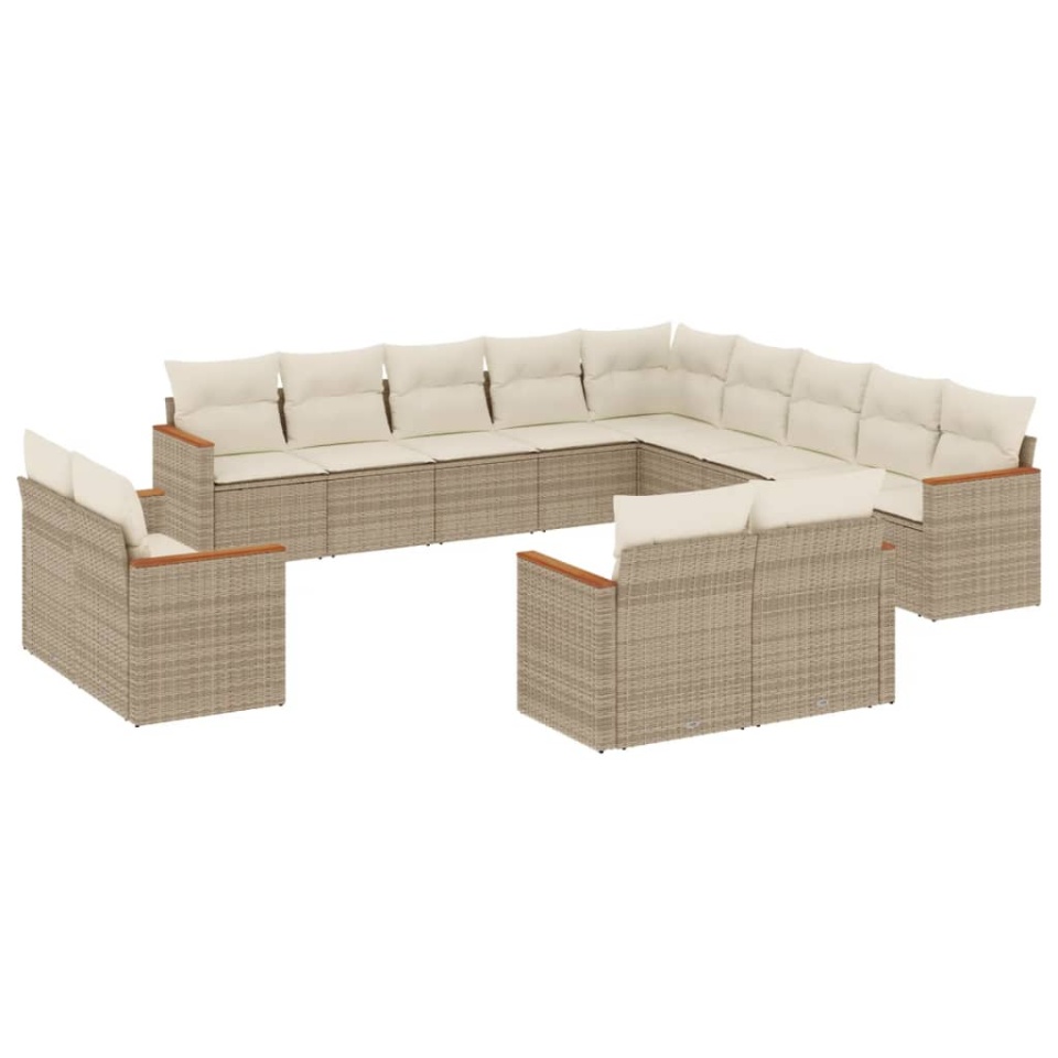 Set canapele de grădină, 13 piese, cu perne, bej, poliratan - 1 | YEO
