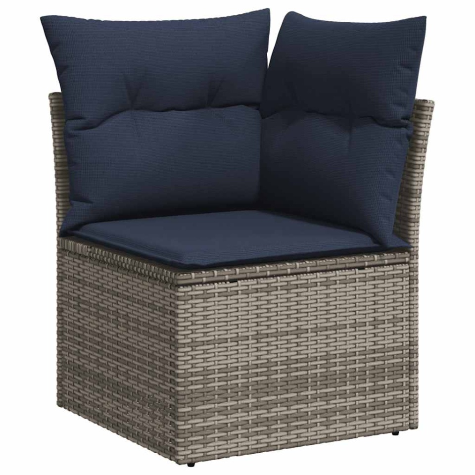 Set canapele de grădină, 9 piese, cu perne, gri, poliratan - 3 | YEO