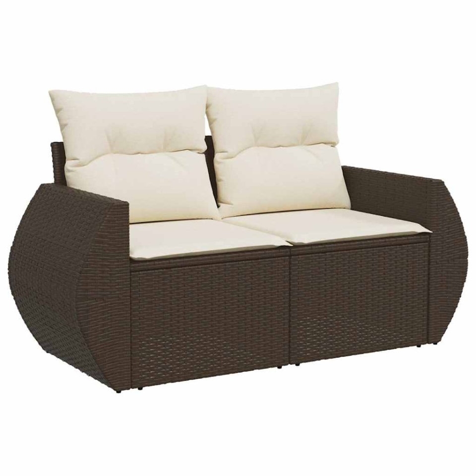 Set canapele de grădină cu perne, 10 piese, maro, poliratan - 2 | YEO