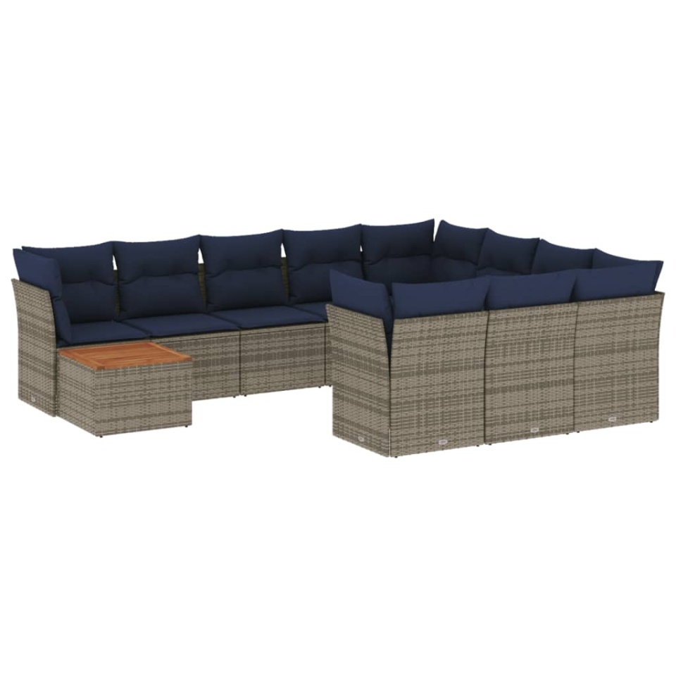 Set canapele de grădină cu perne, 11 piese, gri, poliratan - 1 | YEO