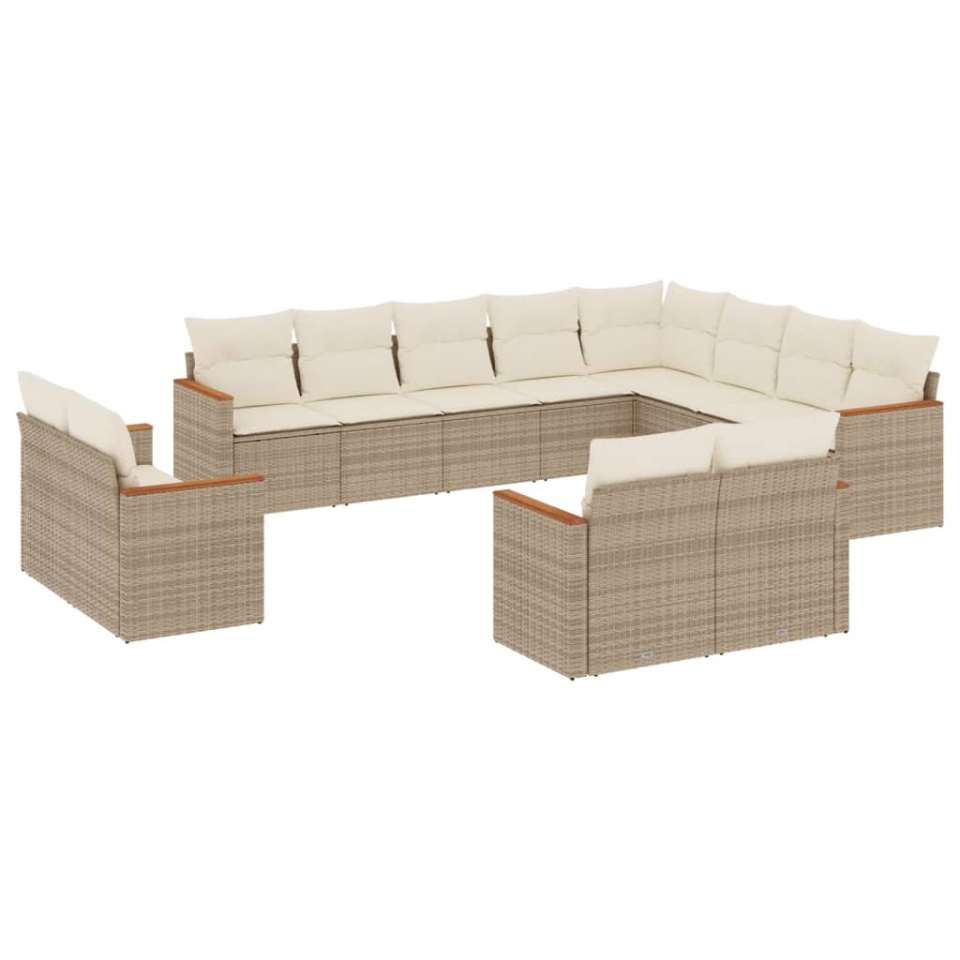 Set canapele de grădină cu perne, 12 piese, bej, poliratan - 1 | YEO