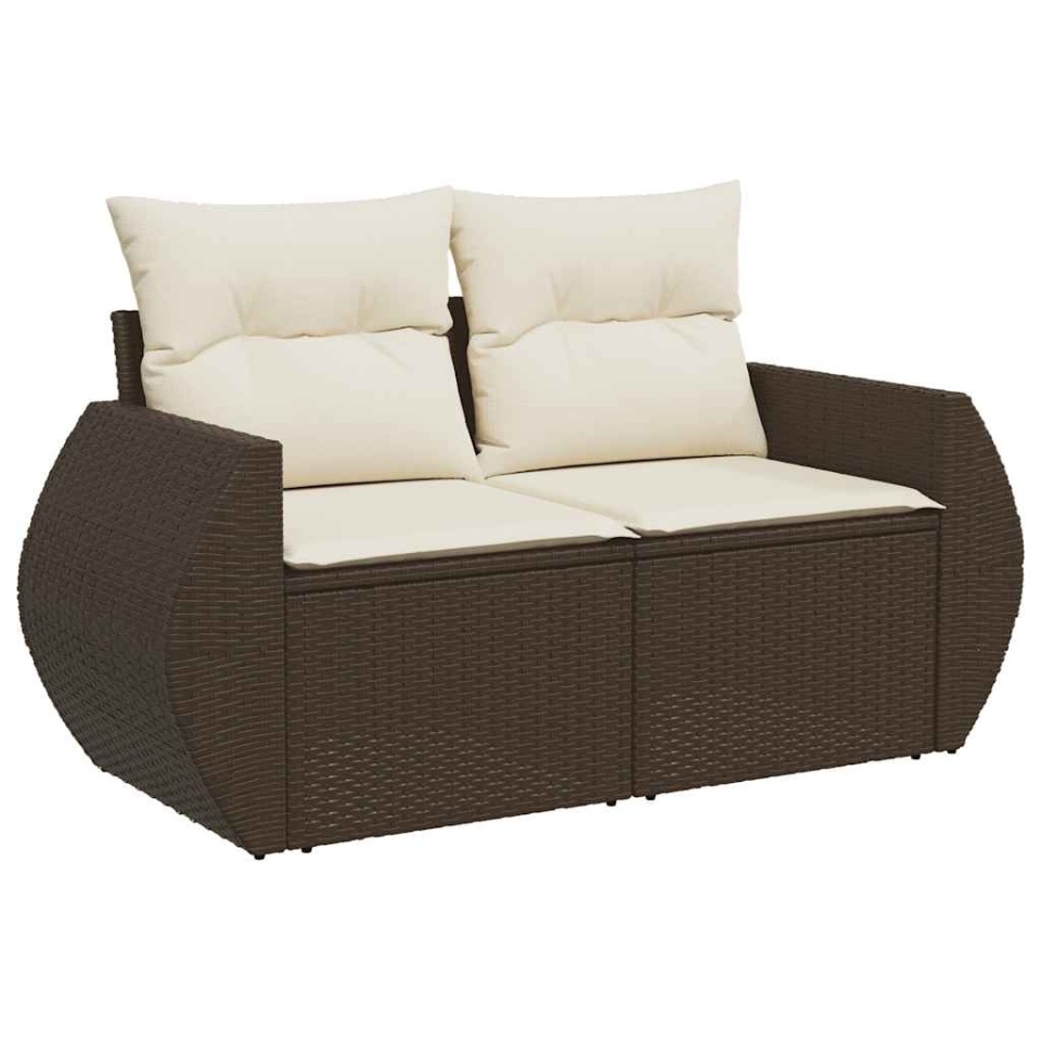 Set canapele de grădină cu perne, 5 piese, maro, poliratan - 3 | YEO