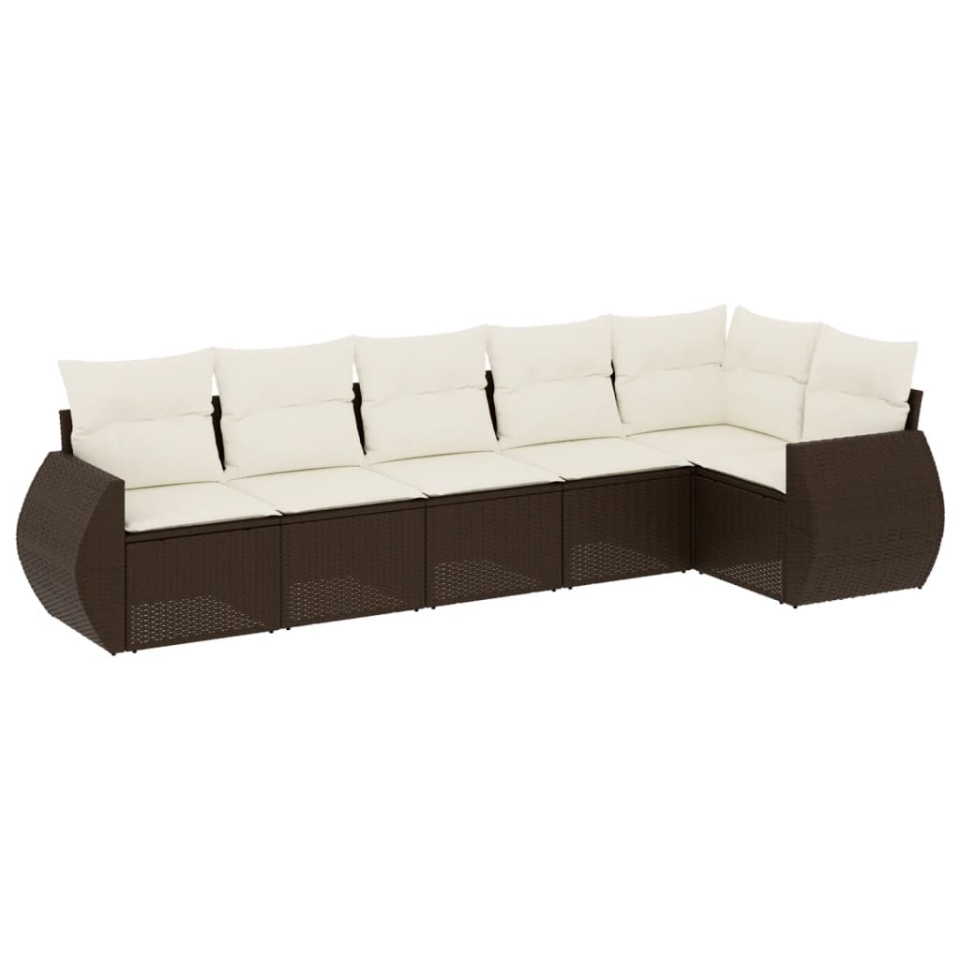 Set canapele de grădină cu perne, 6 piese, maro, poliratan - 1 | YEO