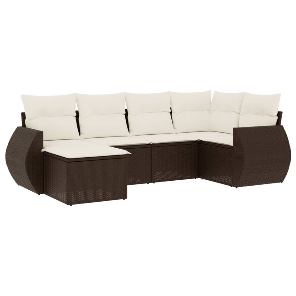 Set canapele de grădină cu perne, 6 piese, maro, poliratan - 1 | YEO