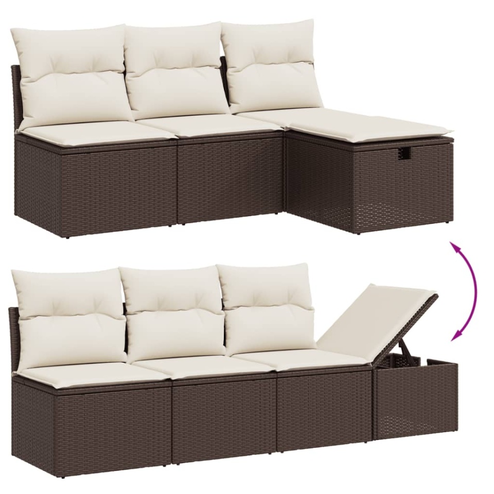 Set canapele de grădină cu perne, 7 piese, maro, poliratan - 2 | YEO