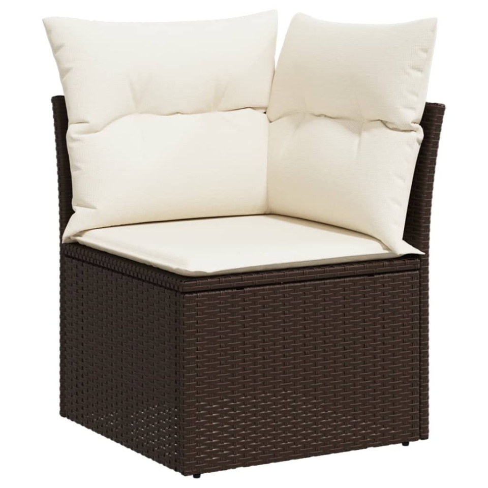 Set canapele de grădină cu perne, 8 piese, maro, poliratan - 3 | YEO