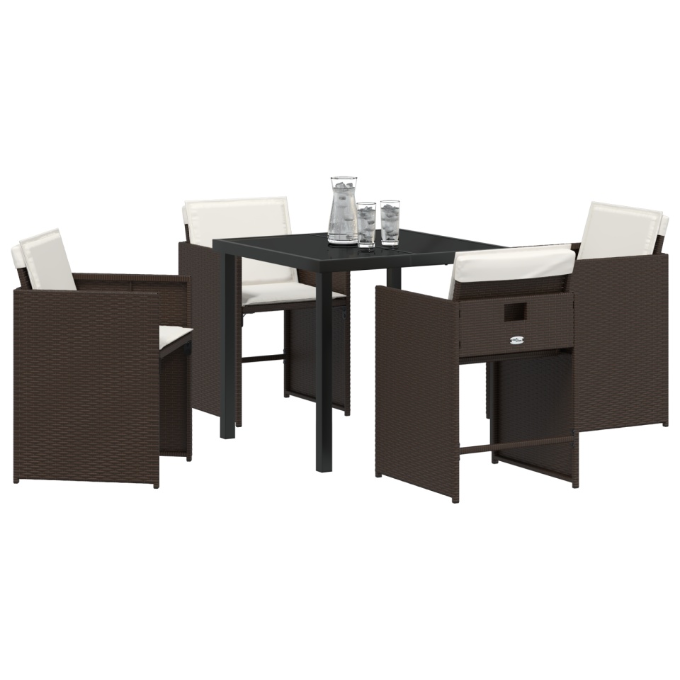 Set de 5 Piese pentru Dining în Grădină cu Perne Maro Ratan Poli - 2 | YEO