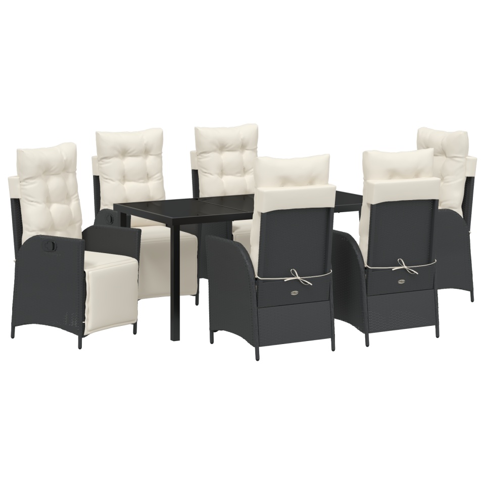 Set de 7 mese de grădină Negru Ratan PE - 1 | YEO