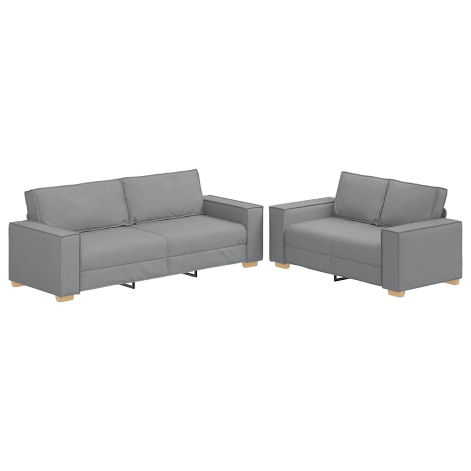 Set de canapele cu perne, 2 piese, gri deschis, textil - 1 | YEO