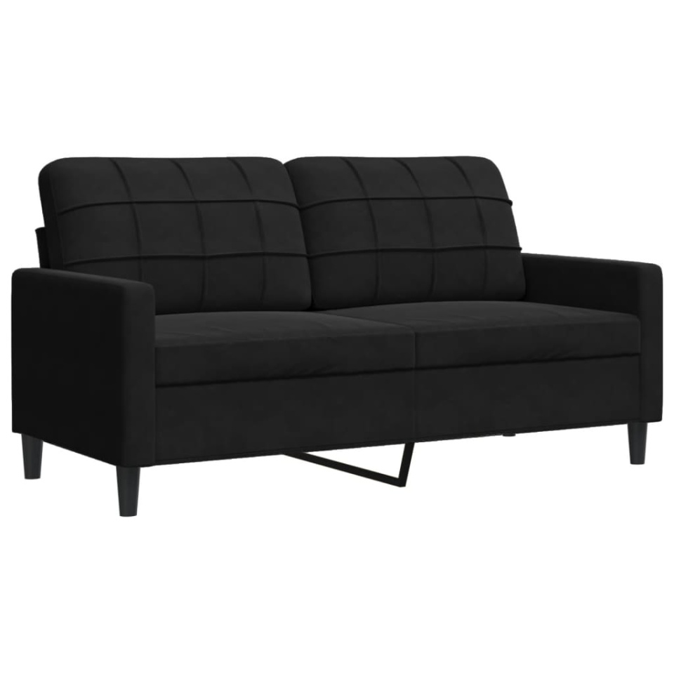 Set de canapele cu perne, 2 piese, negru, catifea - 3 | YEO