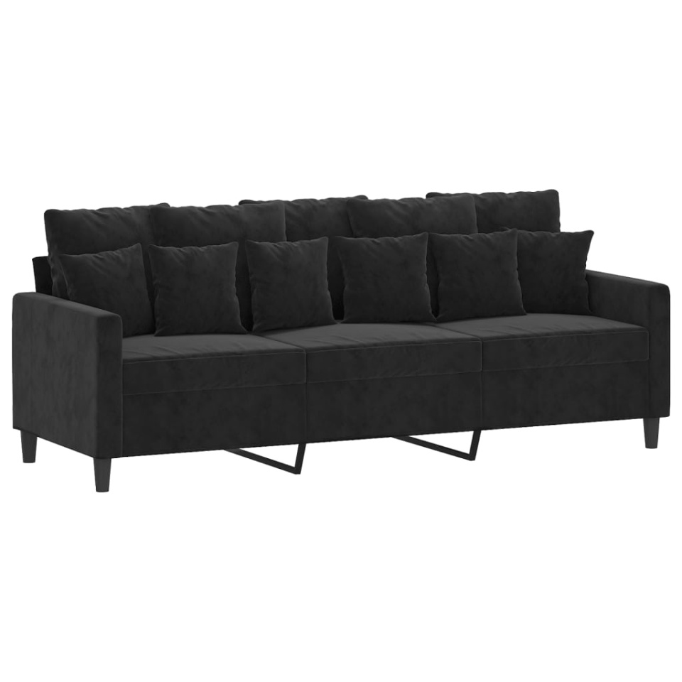 Set de canapele cu perne, 2 piese, negru, catifea - 3 | YEO