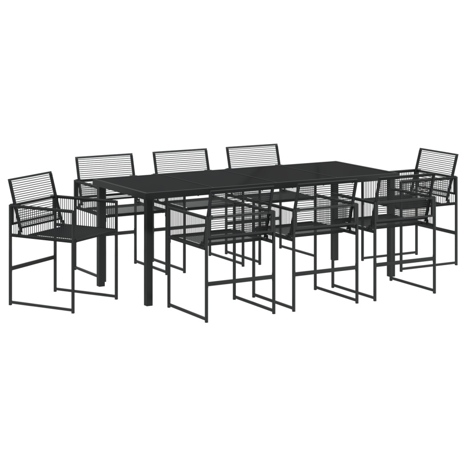 Set de dining 9 piese ratan polimeric negru - 1 | YEO