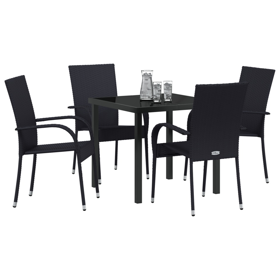 Set de dining de 5 piese pentru grădină Negru Poliratan - 2 | YEO