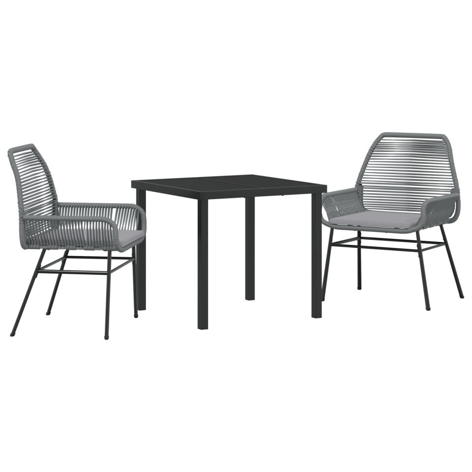 Set de dining de grădină 3 piese cu perne Gri din Ratan PE - 1 | YEO