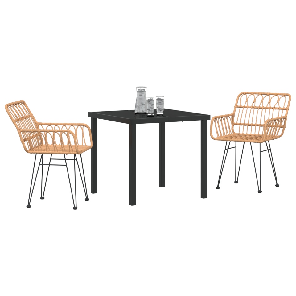 Set de dining de grădină 3 piese din ratan Poli Brown - 2 | YEO