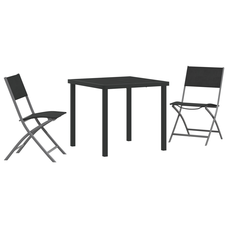 Set de dining de grădină 3 piese Negru Textilenă și Oțel - 1 | YEO