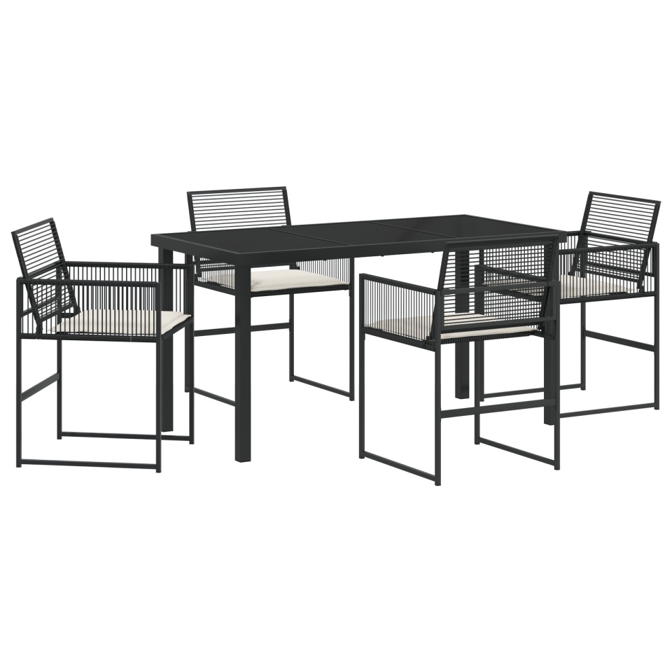 Set de dining de grădină 5 piese cu perne, Negru Poliratan - 1 | YEO