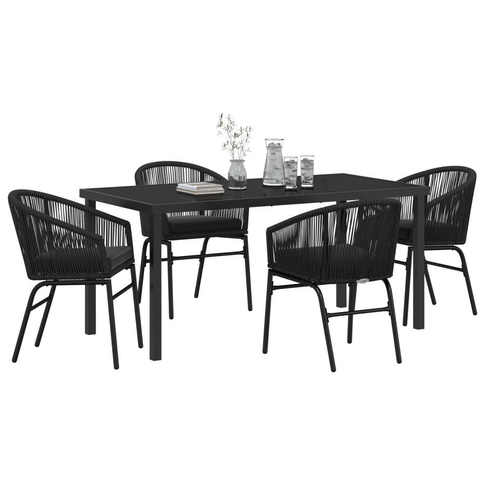 Set de dining de grădină 5 piese Negru Ratan Poli - 2 | YEO
