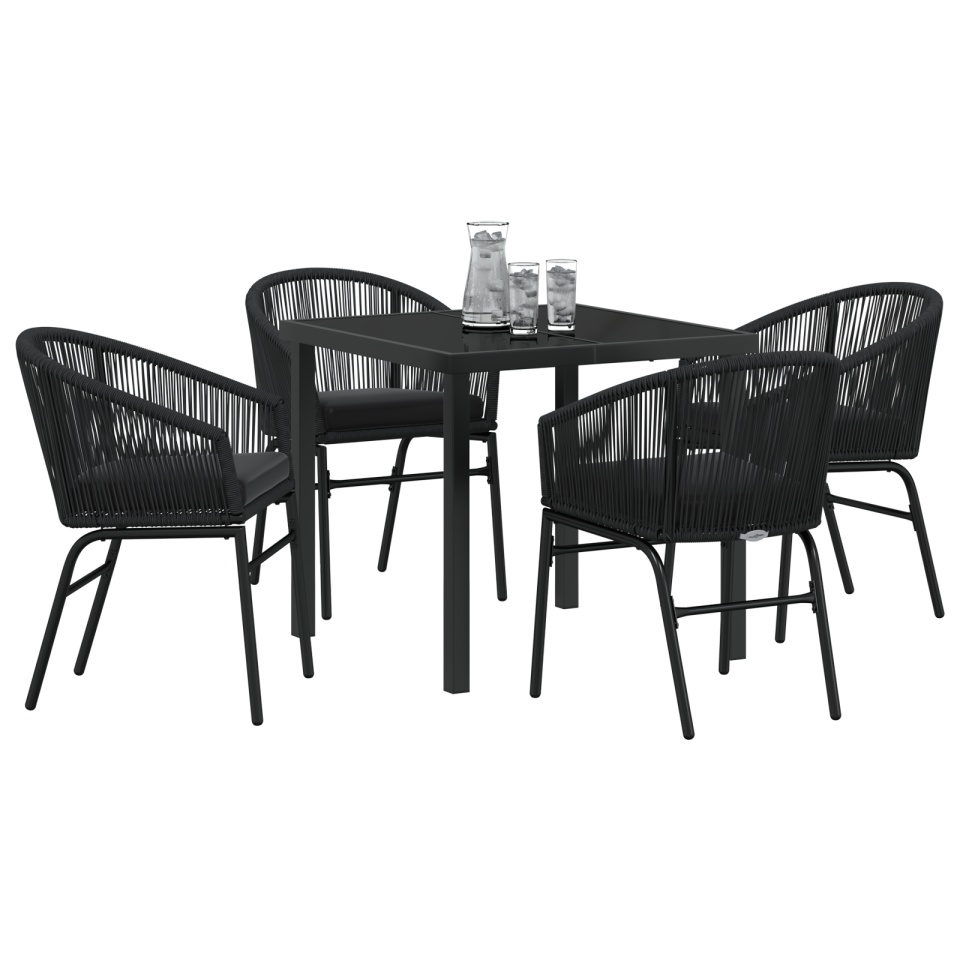 Set de dining de grădină 5 piese Negru Rattan Poliester - 2 | YEO