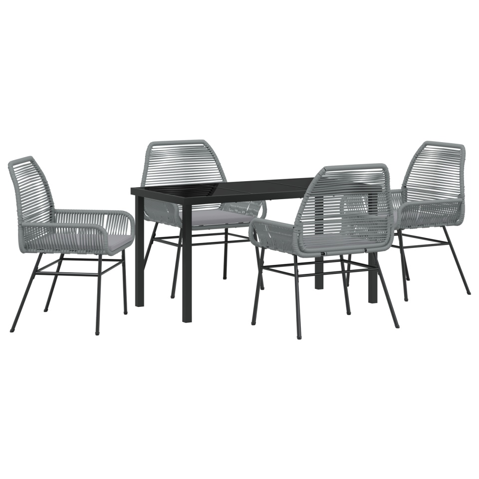 Set de Dining de Grădină cu 5 Piese cu Pernițe Gri Poliratan - 1 | YEO