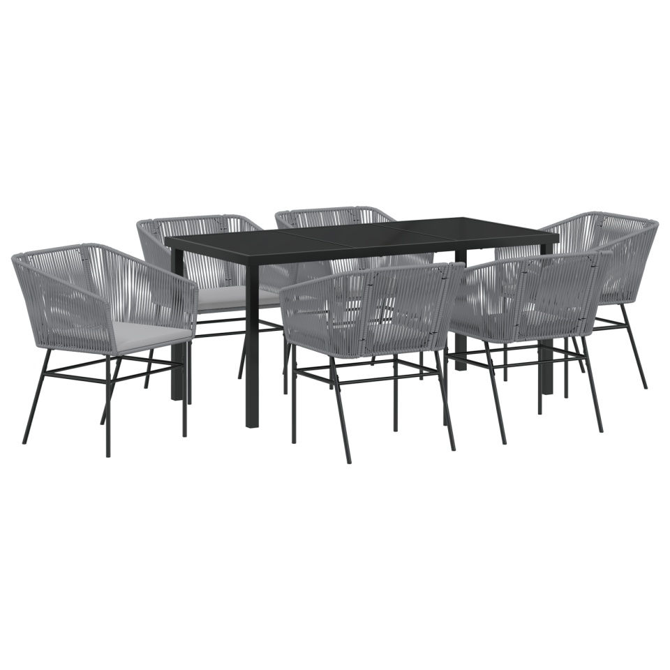 Set de dining de grădină cu perne gri din poliratan - 1 | YEO