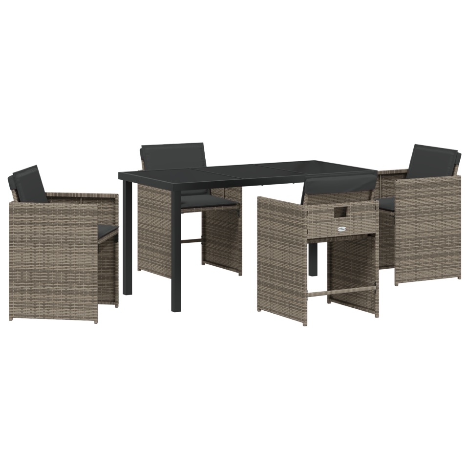 Set de dining de grădină cu perne gri din poliratan - 1 | YEO