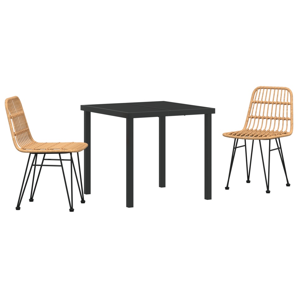 Set de dining pentru grădină 3 piese Brown Poly Rattan - 1 | YEO