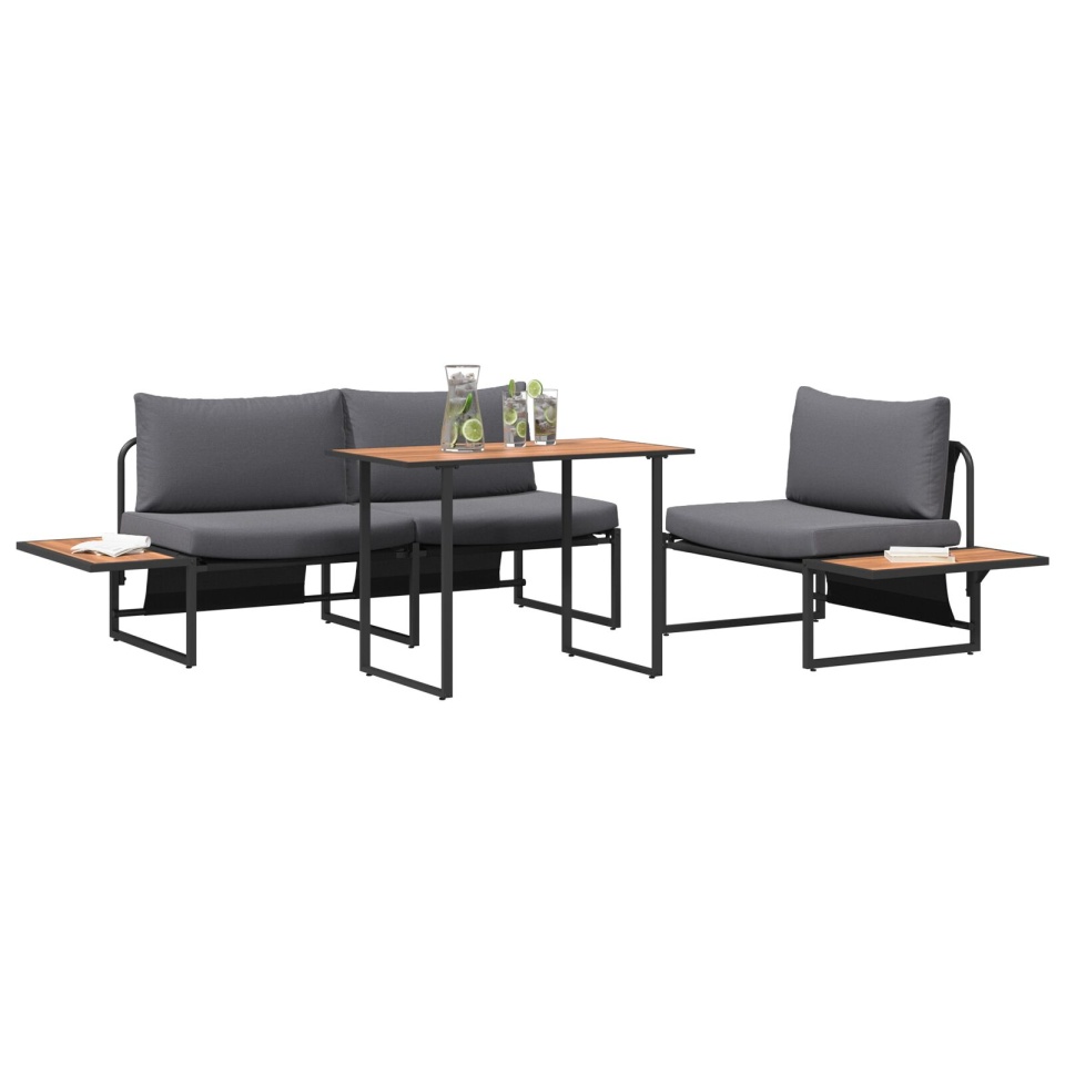 Set de dining pentru grădină 3 piese cu perne antracit - 2 | YEO