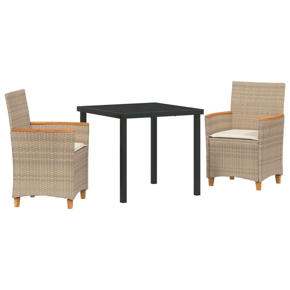 Set de Dining pentru Grădină , 3 Piese, Ratan Polimer Bej - 1 | YEO