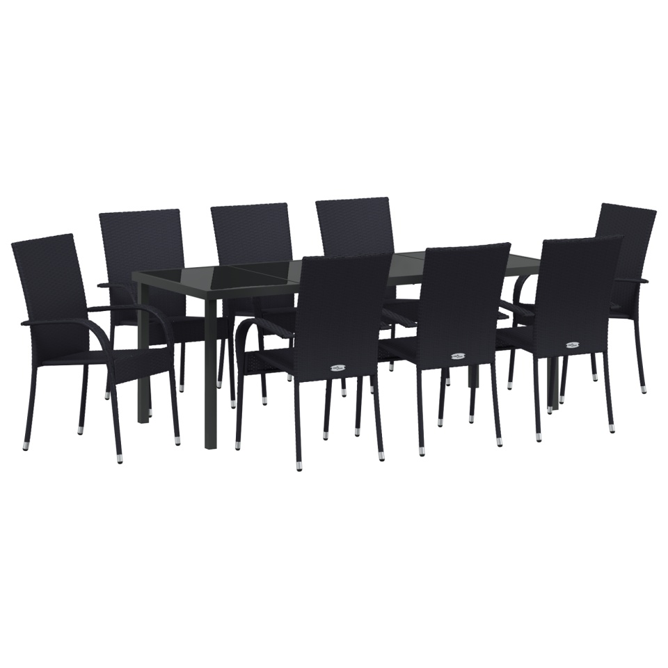 Set de dining pentru grădină 5 piese Negru Poliratan - 1 | YEO