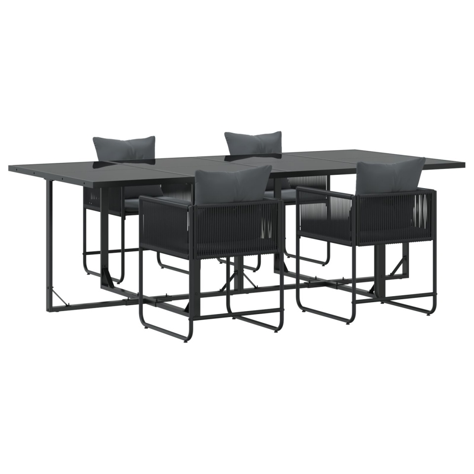 Set de dining pentru grădină 6 piese cu perne din oțel și ratan poliester - 1 | YEO