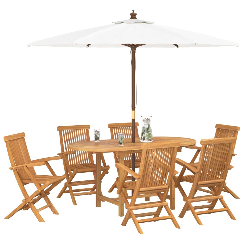 Set de dining pentru grădină 7 piese din lemn masiv de tec - 2 | YEO