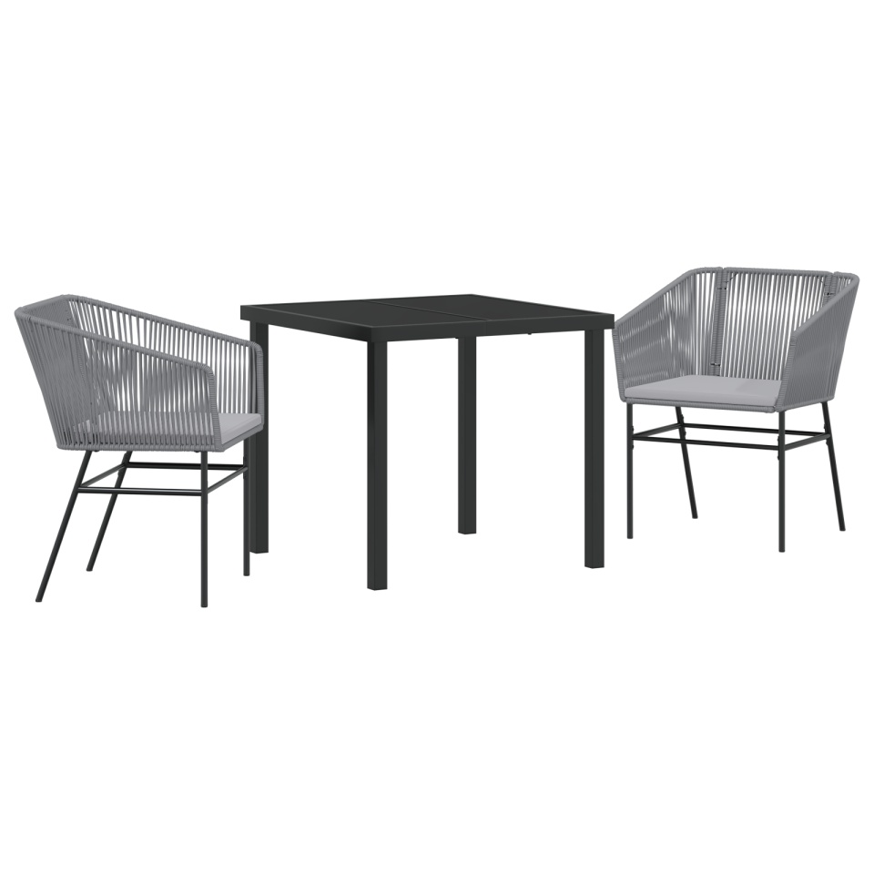 Set de dining pentru grădină din 3 piese cu perne Gri din poliratan - 1 | YEO
