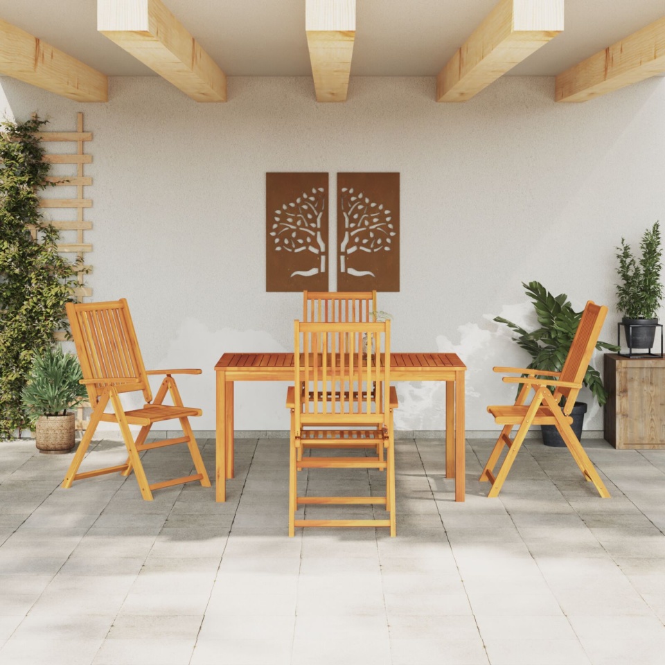 Set de dining pentru grădină din 5 piese din lemn masiv de acacia, pliabil - 3 | YEO