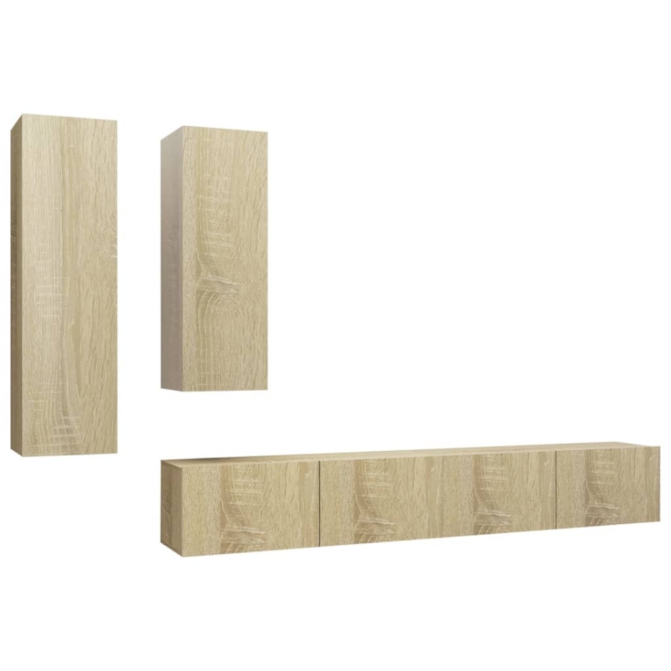 Set de dulapuri TV, 4 piese, stejar sonoma, lemn prelucrat - 1 | YEO