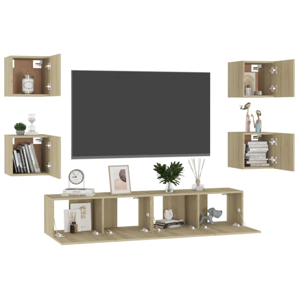 Set de dulapuri TV, 6 piese, stejar sonoma, lemn prelucrat - 2 | YEO