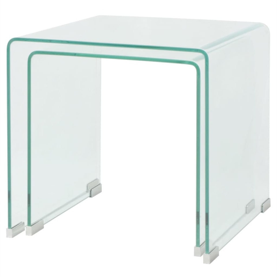 Set de masă din sticlă securit transparentă, stivuibil, 2 piese - 2 | YEO